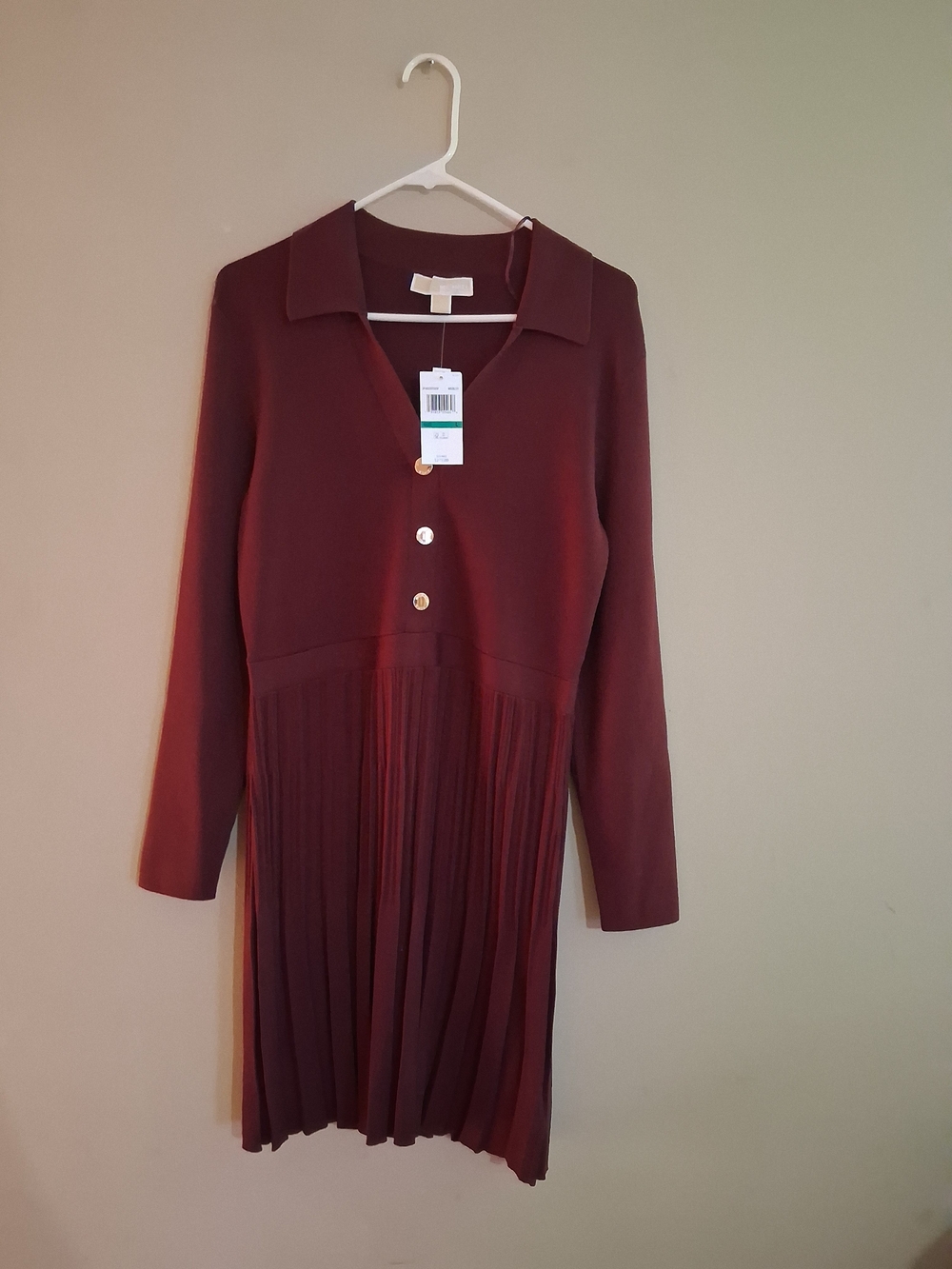Michael Kors Pleated Long Sleeve Dress New With Tags